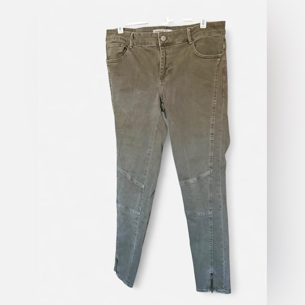 Zara Dark Khaki Skinny Women's Biker Jeans